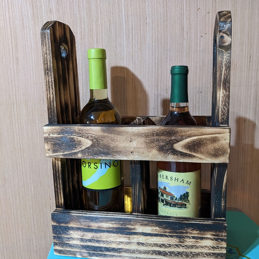 HAND CRAFTED Double Wine Bottle Carrier!